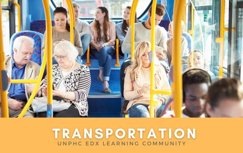 People riding in bus.